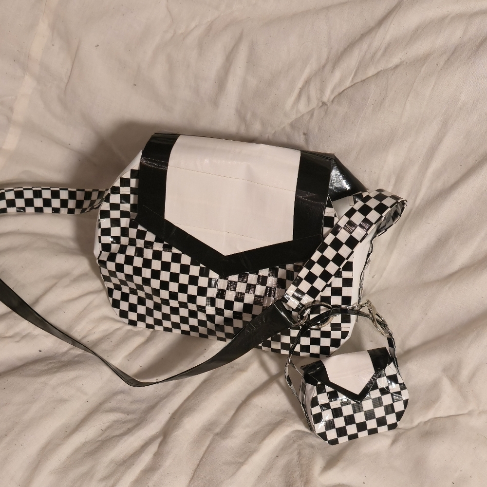 Stylish Black and White Checkered Women's Bag